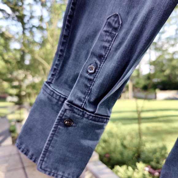 Banana Republic Fitted Riley Denim Bow Shirt - Size 4 - Picture 8 of 16